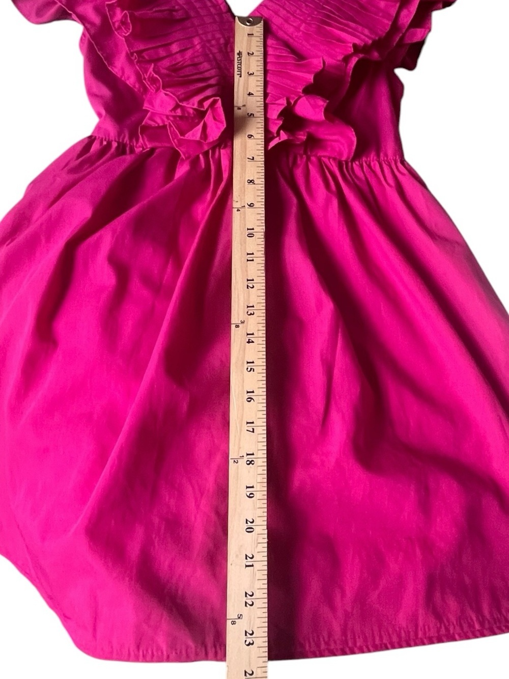 Entro Hot Pink Ruffle Mini Dress Pleated V Neck Barbiecore Party S - Picture 5 of 8